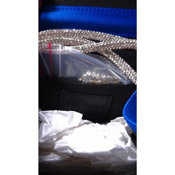 VERONICA BEARD Folklore Fringe Loop Bag Black Clutch Shoulder Bag $570 BLUE - Picture 10 of 14